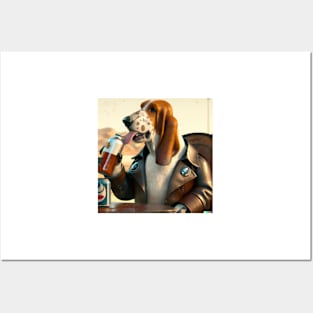 Biker basset hound Posters and Art